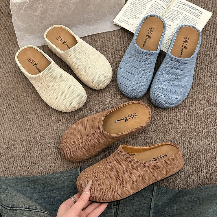 Damen bequeme Slipper aus atmungsaktivem Textilmaterial R&B