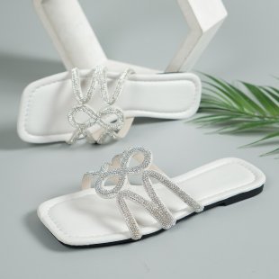 Damen Glitzernde Zehentrenner-Sandalen mit eleganter Schleifenverzierung R&B