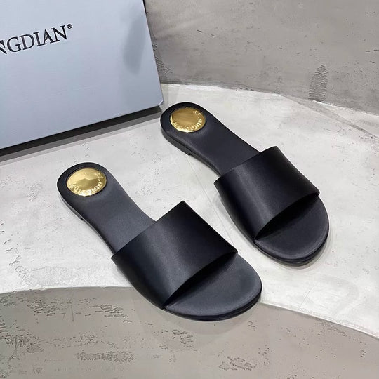 Damen Modische Zehentrenner-Sandalen mit eleganten Goldakzenten R&B