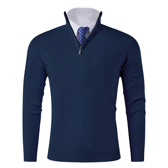 Herren eleganter Stehkragenpullover mit Reißverschluss R&B