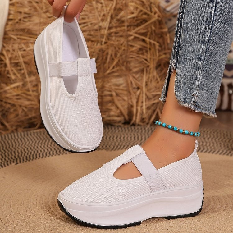 Damen Komfortable Slip-On Sneakers mit atmungsaktiver Strickoberfläche R&B