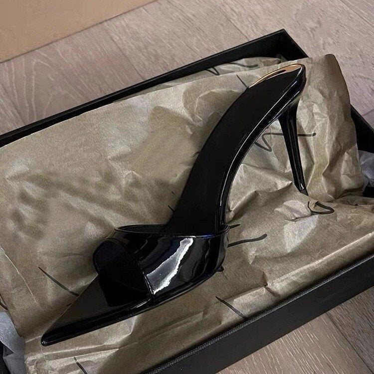 Damen elegante High-Heel Pantoletten mit raffinierter Spitze und bequemer Fütterung R&B