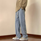 Herren lässige Denim-Hose mit bequemem Schnitt und elastischem Bund R&B