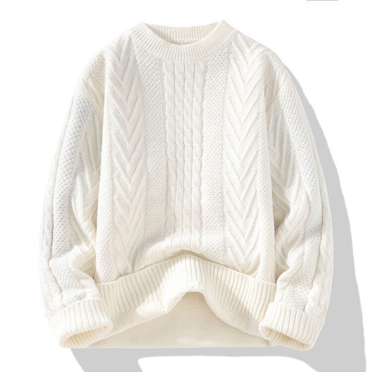Herren Grobstrickpullover mit Zopfmuster und lässigem Schnitt R&B