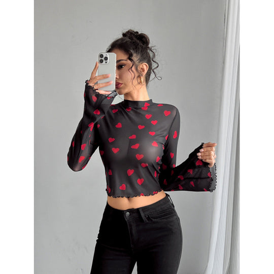 Damen modisches Langarm-Top mit weit geschnittenen Ärmeln und edlem Paisley-Muster R&B
