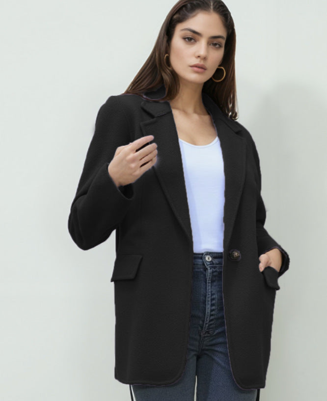 Damen elegante Blazerjacke mit strukturierter Oberfläche und schickem Schnitt R&B
