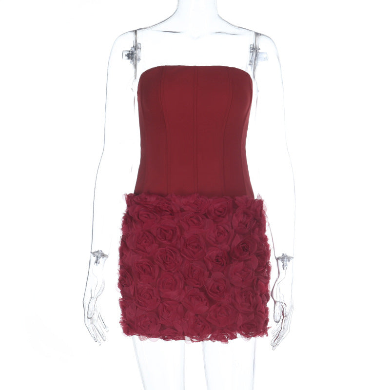 Damen figurbetontes Cocktailkleid mit Blumenapplikationen R&B