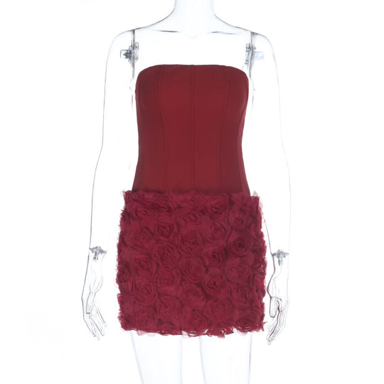 Damen figurbetontes Cocktailkleid mit Blumenapplikationen R&B