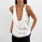 R&B | Frauen Satin U Hals T-Shirt Ärmelloses Top
