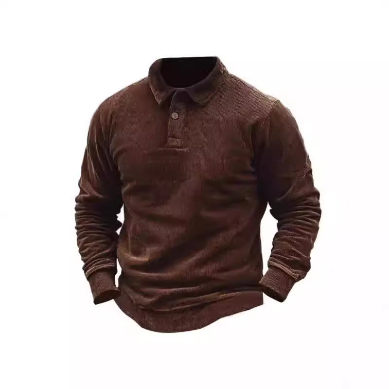 Herren Cord-Polohemd mit Knopfleiste und klassischem Kragen R&B