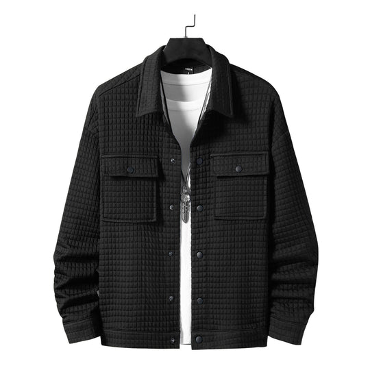 Herren nan gesteppte Overshirtjacke mit quadratischer Steppstruktur und aufgesetzten Brusttaschen R&B