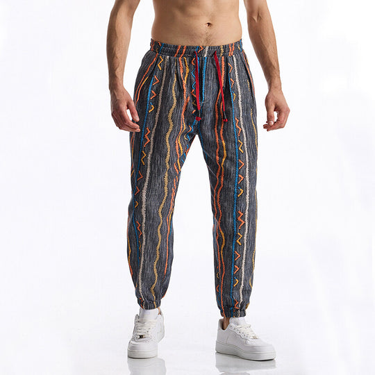 Herren entspannte Freizeithose mit auffälligem Muster R&B