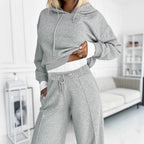 Damen lässiges Freizeit-Set mit Kapuze und weit geschnittenen Hosen R&B