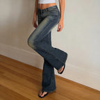 Damen Flared Jeans mit hohem Bund und schickem Used-Look R&B