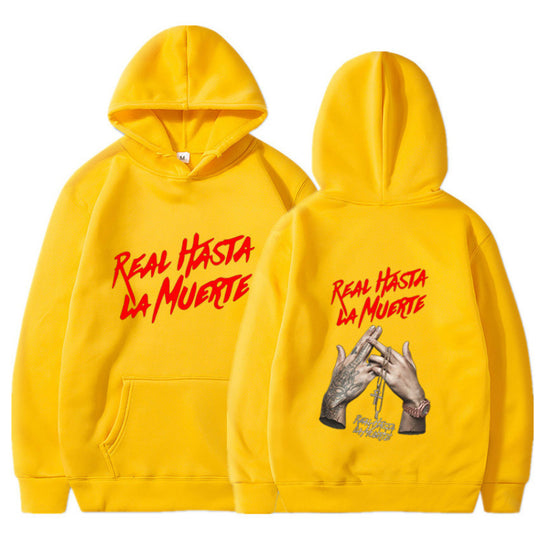 Damen Kapuzensweater mit auffälligem Schriftzug in urbanem Stil R&B