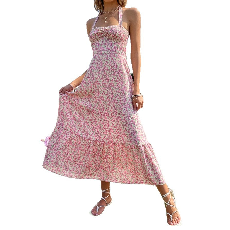 Damen Maxikleid mit verspieltem Blumenmuster und tailliertem Schnitt R&B