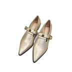 Damen eleganter Ballerina mit Riemchen und spitz zulaufendem Design R&B