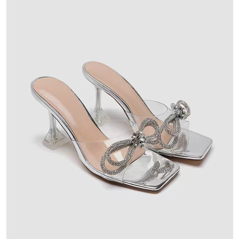 Damen transparente High Heels mit funkelnden Akzenten R&B