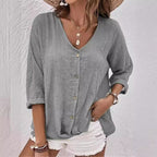 Damen luftige Bluse mit Knopfleiste R&B