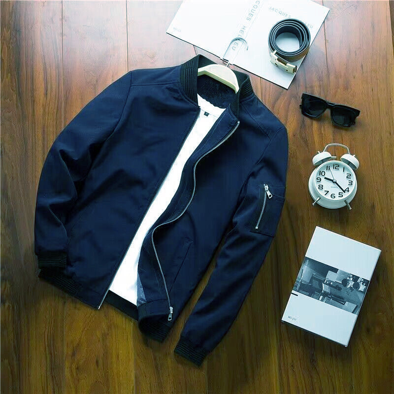 Herren moderne Bomberjacke mit praktischen Taschen und elastischen Bündchen R&B