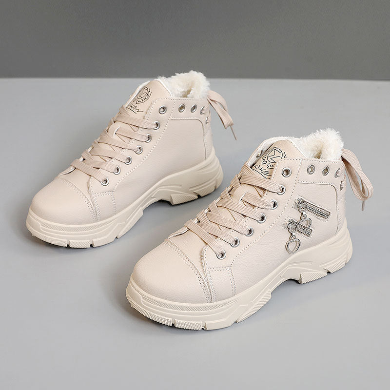 Damen modische High-Top Sneakers mit komfortablem Fleece-Futter und praktischem Reißverschluss R&B