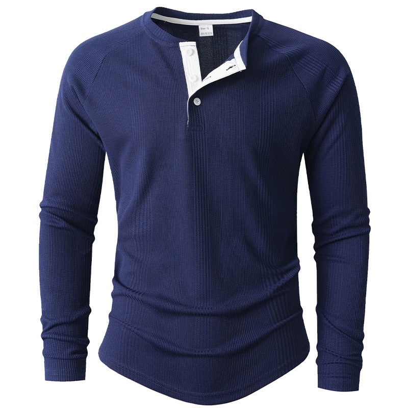 Herren Langarm Henley-Shirt mit strukturierter Oberfläche R&B