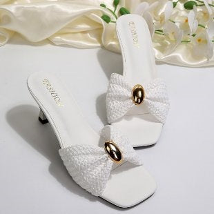 Damen Elegante Mittelhohe Mules mit dekorativem Schleifendetail R&B
