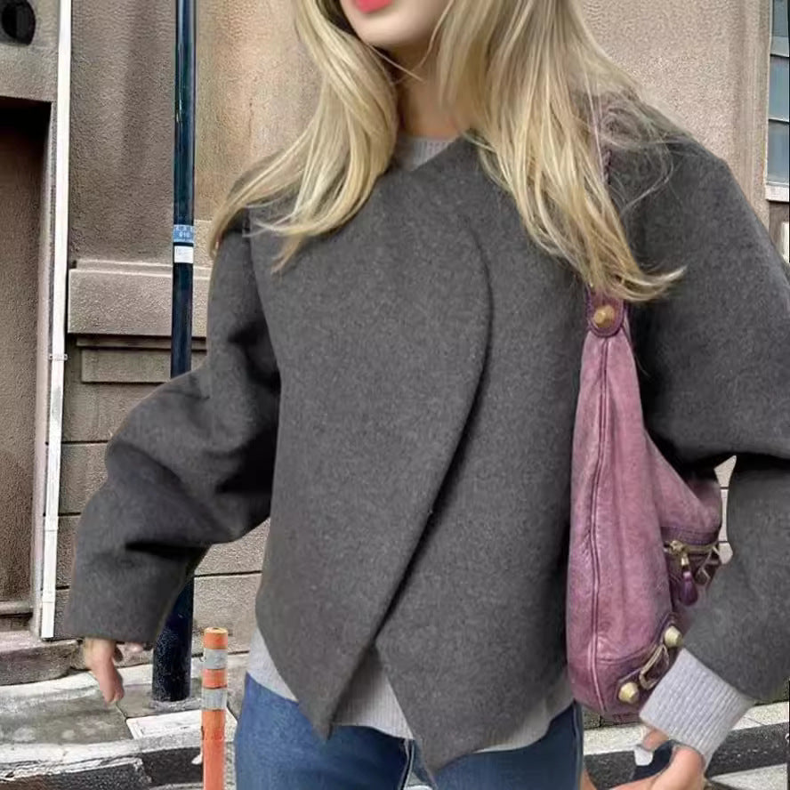 Damen Oversized Blazer mit asymmetrischem Design und eleganter Drapierung R&B