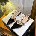 Damen elegante Slingback Ballerinas mit spitzem Design und modischen Nieten R&B