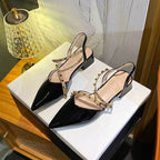 Damen elegante Slingback Ballerinas mit spitzem Design und modischen Nieten R&B