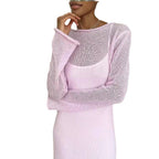 Damen Elegantes Strickkleid mit weitem Schnitt und langen Ärmeln R&B