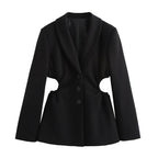 Damen modische Blazerjacke mit innovativen Cut-Outs R&B