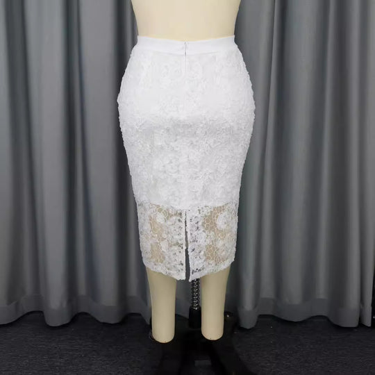 Damen Eleganter Spitzenrock mit floralen Details R&B