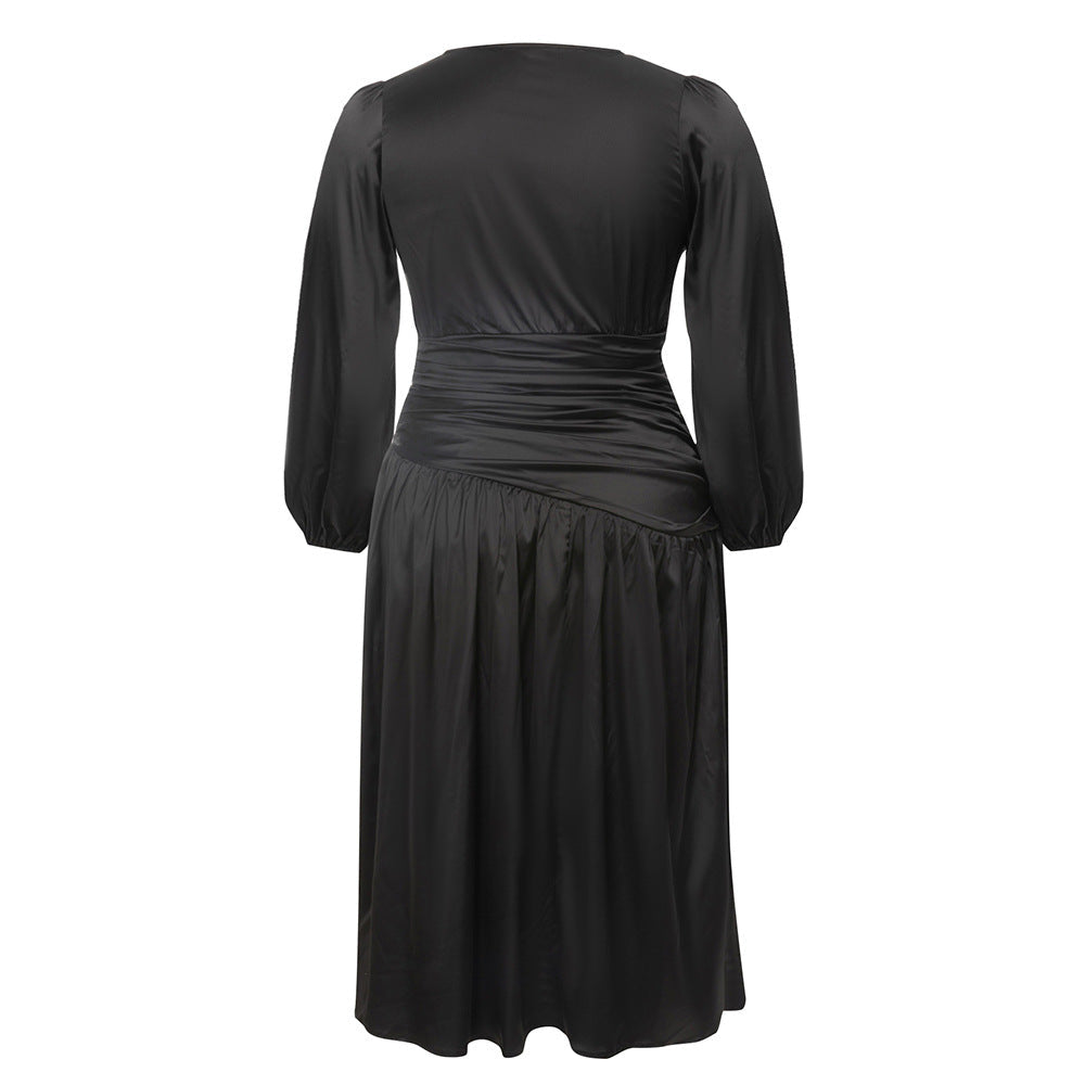Damen Wickelkleid mit elegantem V-Ausschnitt und gerafftem Tailleneinsatz R&B