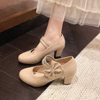 Damen elegante Mary Jane Pumps mit Schleifenakzent