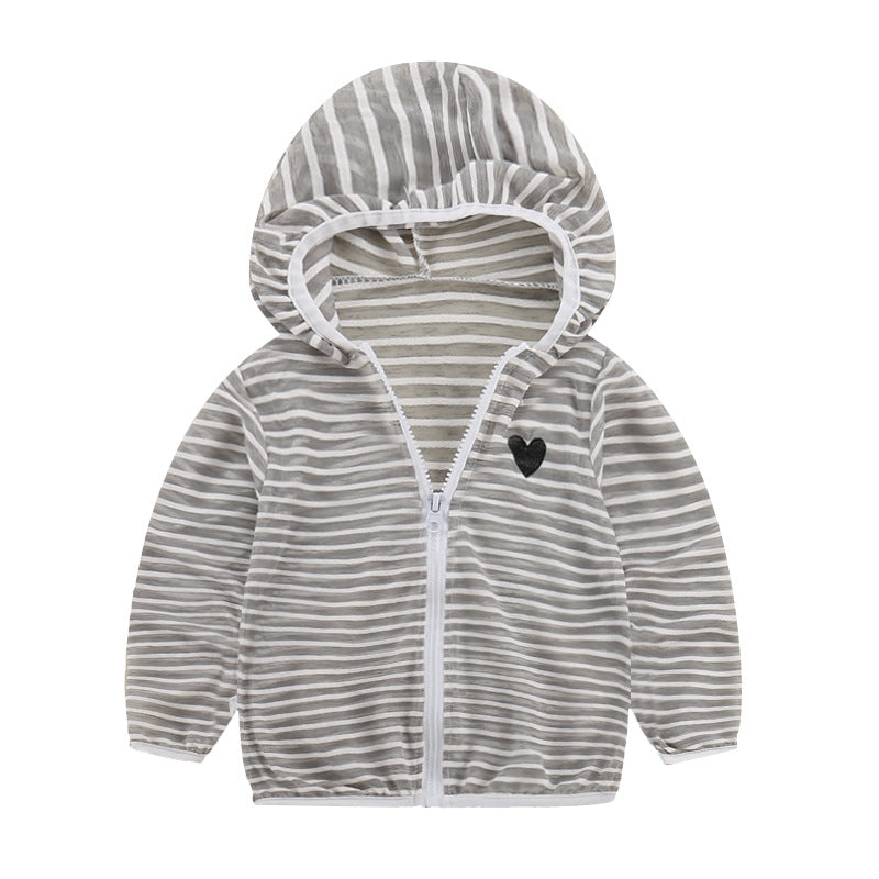 Unisex nan leichte gestreifte Kapuzenjacke mit Reißverschluss für Babys und Kleinkinder R&B