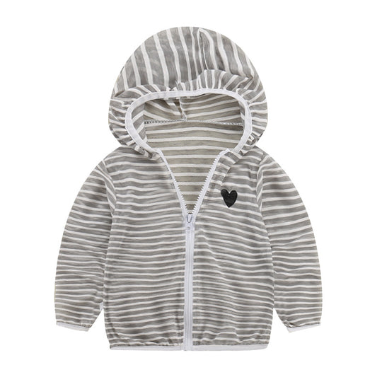 Unisex nan leichte gestreifte Kapuzenjacke mit Reißverschluss für Babys und Kleinkinder R&B