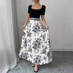 Damen Eleganter Maxirock mit floralem Muster