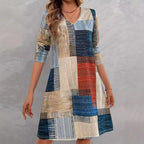 Damen Freizeitkleid mit grafischem Muster und lockerem Schnitt R&B