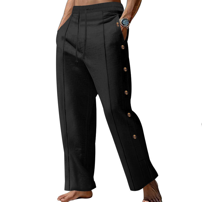 Herren elegante Sommerhose mit seitlichen Knöpfen R&B