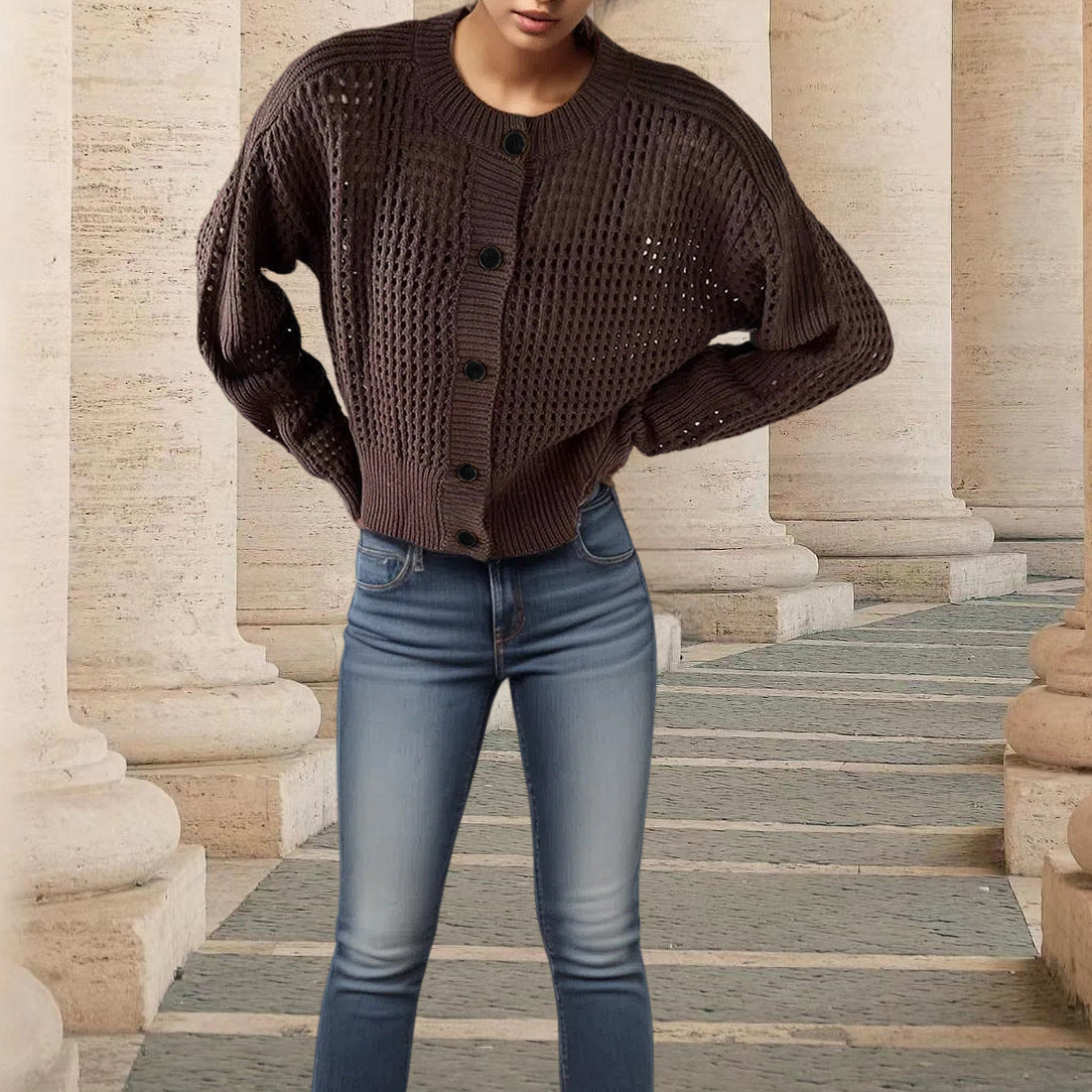 Damen Strickjacke mit luftiger Netzstruktur R&B
