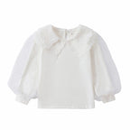 Mädchen Bluse mit romantischen Tüllärmeln und eleganten Spitzenakzenten R&B