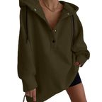 Damen nan kuscheliges Kapuzen-Fleece-Tunika-Sweatshirt mit Druckknopfleiste und überschnittener Schulter R&B
