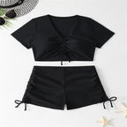 Damen Sportlicher Bikini-Set mit kürzeren Shorts und verstellbarem Oberteil R&B