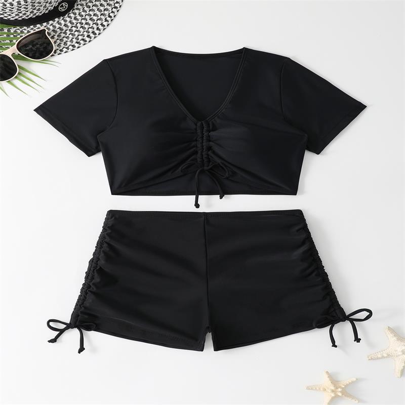 Damen Sportlicher Bikini-Set mit kürzeren Shorts und verstellbarem Oberteil R&B