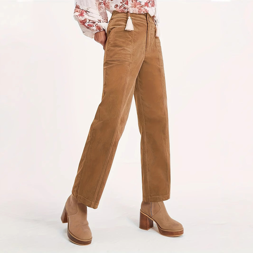 Damen Hochgeschnittene Bundfaltenhose R&B