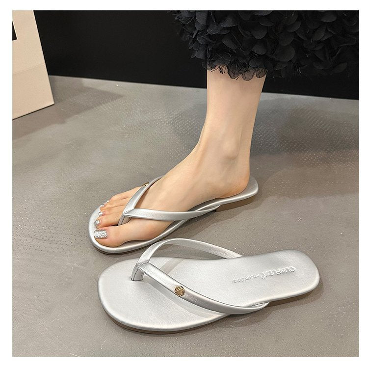 Damen Flip-Flops mit minimalistischer Riemenführung und bequemem Fußbett R&B