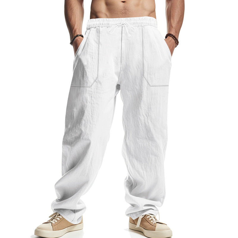 Herren lässige Cargo-Hose aus leichtem, atmungsaktivem Material mit verstellbarem Kordelzug R&B