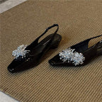 Damen Slingback Pumps mit funkelnden Kristallen R&B