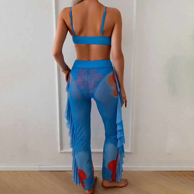 Damen Bikiniset mit Rüschen-Design und durchscheinenden Details R&B